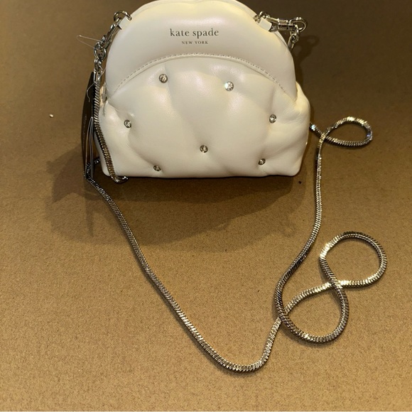 Kate Spade Shade Quilted Mini Cloud Crossbody New Cream Pearlized Smooth - Picture 2 of 7